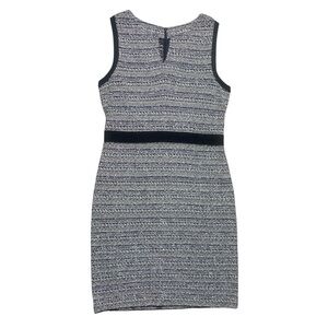 St. John Black and White tweed knit Sheath Dress Sleeveless V-neck